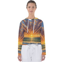 Waves At Sunset Women s Slouchy Sweat by GardenOfOphir
