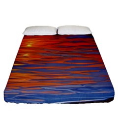 Sunset At The Beach Fitted Sheet (queen Size) by GardenOfOphir