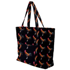 Background Pattern Chicken Fowl Cockerel Livestock Zip Up Canvas Bag by Ravend