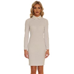 Butter Cream	 - 	long Sleeve Shirt Collar Bodycon Dress by ColorfulDresses