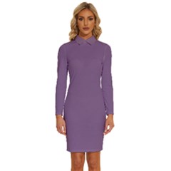 China Violet Purple	 - 	long Sleeve Shirt Collar Bodycon Dress by ColorfulDresses