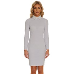 Timberwolf	 - 	long Sleeve Shirt Collar Bodycon Dress by ColorfulDresses