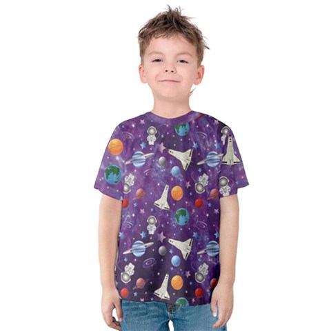 I Need Space Purple Galaxy Kids  Cotton Tee by ALIXE