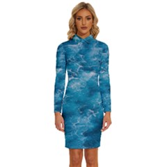 Blue Water Speech Therapy Long Sleeve Shirt Collar Bodycon Dress by artworkshop