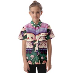 Toadstool Mushrooms Kids  Short Sleeve Shirt by GardenOfOphir