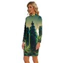 Ai Generated Soil Forest Crisis Nature Long Sleeve Shirt Collar Bodycon Dress View2