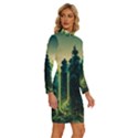Ai Generated Soil Forest Crisis Nature Long Sleeve Shirt Collar Bodycon Dress View3