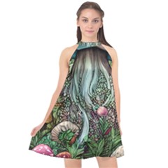 Craft Mushroom Halter Neckline Chiffon Dress  by GardenOfOphir