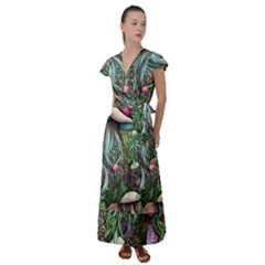 Craft Mushroom Flutter Sleeve Maxi Dress by GardenOfOphir