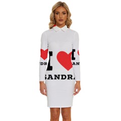 I Love Sandra Long Sleeve Shirt Collar Bodycon Dress by ilovewhateva