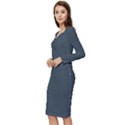 Orion Blue	 - 	Long Sleeve V-Neck Bodycon Dress View2