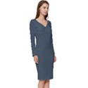 Orion Blue	 - 	Long Sleeve V-Neck Bodycon Dress View3