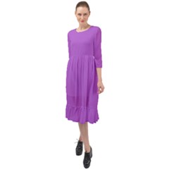 Lilac Purple	 - 	ruffle End Midi Chiffon Dress by ColorfulDresses