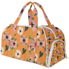 Flower Orange Pattern Floral Burner Gym Duffel Bag by Dutashop