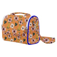 Flower Orange Pattern Floral Satchel Shoulder Bag by Dutashop
