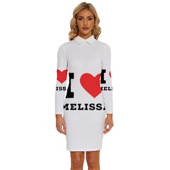 I Love Melissa Long Sleeve Shirt Collar Bodycon Dress by ilovewhateva