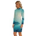 Ai Generated River Forest Woods Outdoors Long Sleeve Shirt Collar Bodycon Dress View2