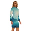 Ai Generated River Forest Woods Outdoors Long Sleeve Shirt Collar Bodycon Dress View3