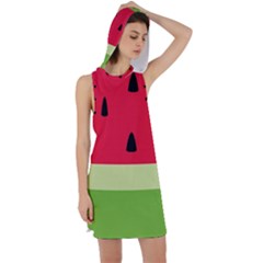Watermelon Fruit Food Healthy Vitamins Nutrition Racer Back Hoodie Dress by Wegoenart