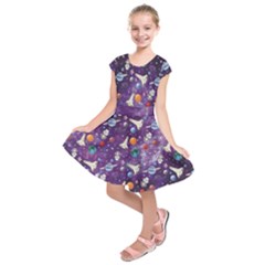 I Need Space Purple Galaxy Kids  Short Sleeve Dress by ALIXE