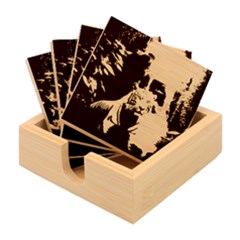 Tiger White Tiger Nature Forest Bamboo Coaster Set by Jancukart