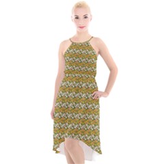 Pattern High-low Halter Chiffon Dress  by Sparkle