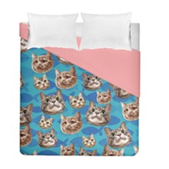 Cat Cute Blue Duvet Cover Double Side (full/ Double Size) by Giving