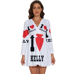 I Love Kelly  Long Sleeve V-neck Chiffon Dress  by ilovewhateva
