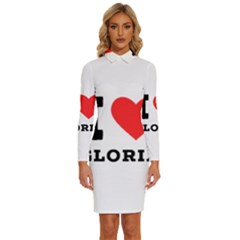 I Love Gloria  Long Sleeve Shirt Collar Bodycon Dress by ilovewhateva
