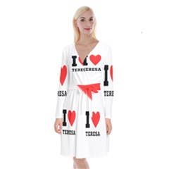 I Love Teresa Long Sleeve Velvet Front Wrap Dress by ilovewhateva