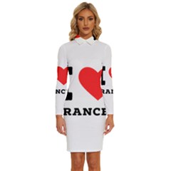 I Love Frances  Long Sleeve Shirt Collar Bodycon Dress by ilovewhateva