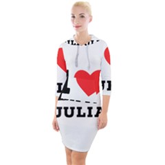 I Love Julia  Quarter Sleeve Hood Bodycon Dress by ilovewhateva