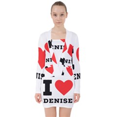 I Love Denise V-neck Bodycon Long Sleeve Dress by ilovewhateva