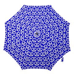 Blue Pretzel Illustrations Pattern Hook Handle Umbrellas (small) by GardenOfOphir