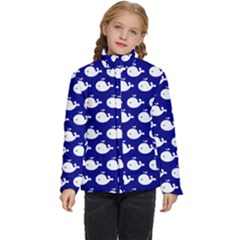 Cute Whale Illustration Pattern Kids  Puffer Bubble Jacket Coat by GardenOfOphir