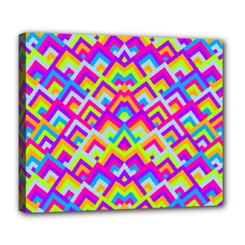Colorful Trendy Chic Modern Chevron Pattern Deluxe Canvas 24  X 20  (stretched) by GardenOfOphir