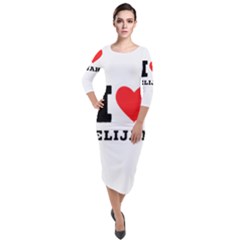 I Love Elijah Quarter Sleeve Midi Velour Bodycon Dress by ilovewhateva