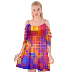 Squares Geometric Colorful Fluorescent Cutout Spaghetti Strap Chiffon Dress by Jancukart