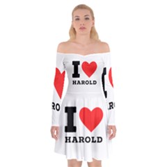 I Love Harold Off Shoulder Skater Dress by ilovewhateva