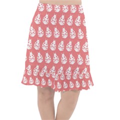 Coral And White Lady Bug Pattern Fishtail Chiffon Skirt by GardenOfOphir