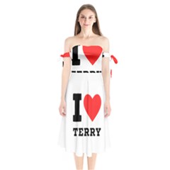 I Love Terry  Shoulder Tie Bardot Midi Dress by ilovewhateva