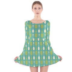 Spatula Spoon Pattern Long Sleeve Velvet Skater Dress by GardenOfOphir
