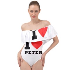 I Love Peter Off Shoulder Velour Bodysuit  by ilovewhateva
