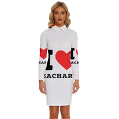 I Love Zachary Long Sleeve Shirt Collar Bodycon Dress by ilovewhateva