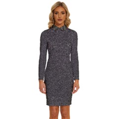 Texture-jeans Long Sleeve Shirt Collar Bodycon Dress by nateshop