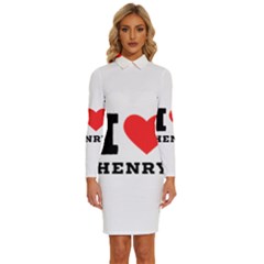 I Love Henry Long Sleeve Shirt Collar Bodycon Dress by ilovewhateva