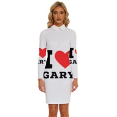 I Love Gary Long Sleeve Shirt Collar Bodycon Dress by ilovewhateva