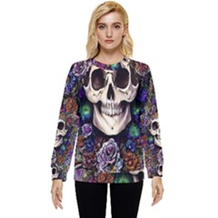 Dead Cute Skull Floral Hidden Pocket Sweatshirt by GardenOfOphir
