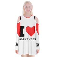 I Love Alexander Velvet Long Sleeve Shoulder Cutout Dress by ilovewhateva