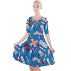 Medicine Pattern Quarter Sleeve A-line Dress by SychEva